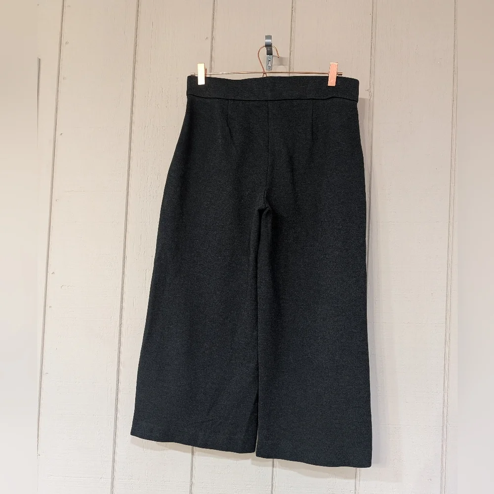 J. Crew Ponte wide-leg‎ crop with patch pockets Dark Grey